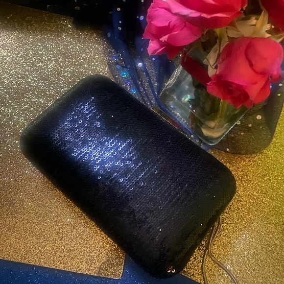 J.CREW GORG BLACK SEQUIN GOLD SHOULDER PARTY ELEGANT CLutch LUX RARE CLASSY EUC - Picture 4 of 12